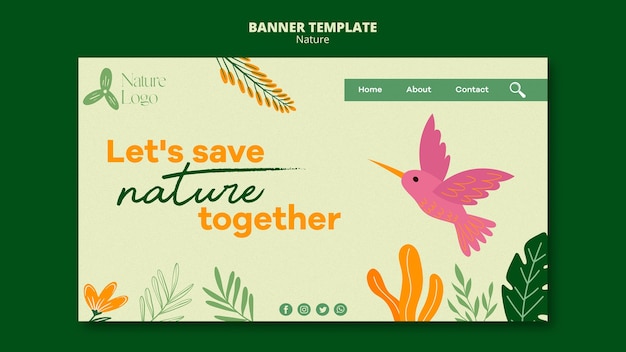 Flat design save nature banner template