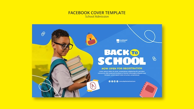 Flat design school admission facebook cover