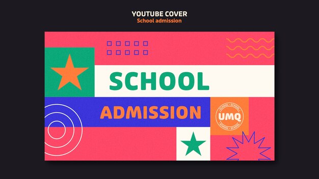 Free PSD flat design school admission youtube cover