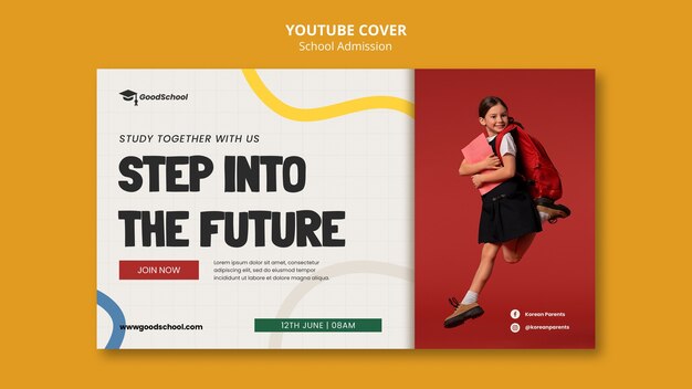 Flat design school admission youtube cover