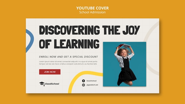 Flat design school admission youtube cover