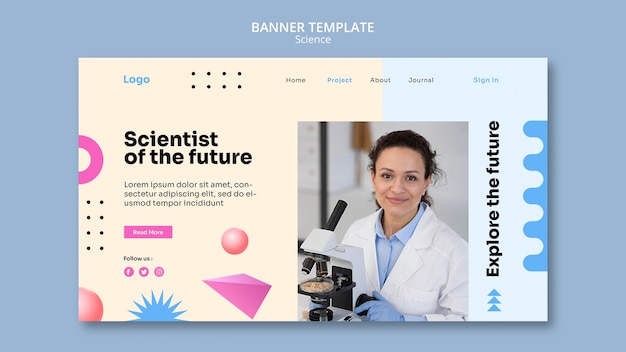 Free PSD flat design science template