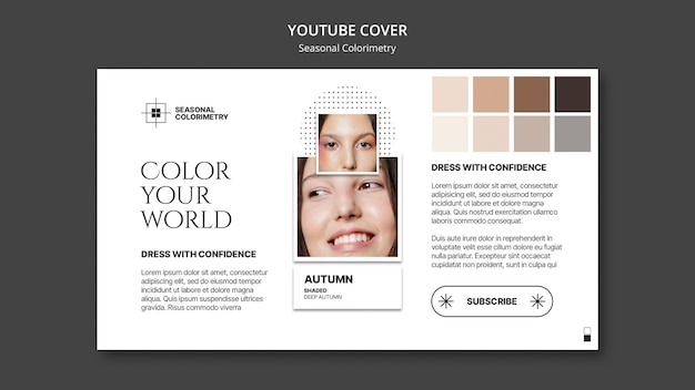 Free PSD flat design seasonal colorimetry youtube cover