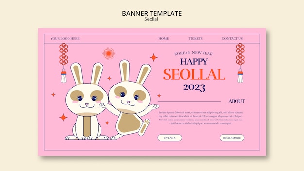 Free PSD flat design seollal banner template