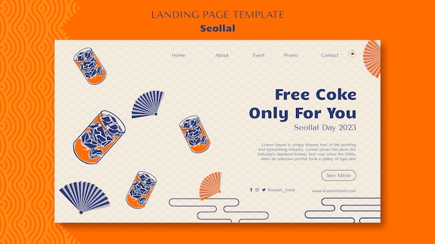 Free PSD flat design seollal template