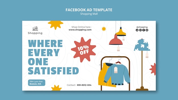 Free PSD flat design shopping mall facebook template