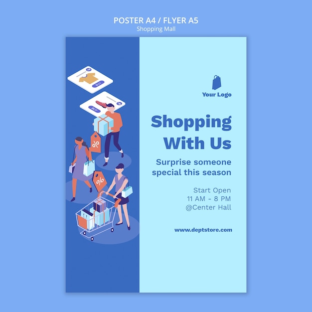 Free PSD flat design shopping mall template