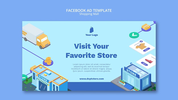 Free PSD flat design shopping mall template