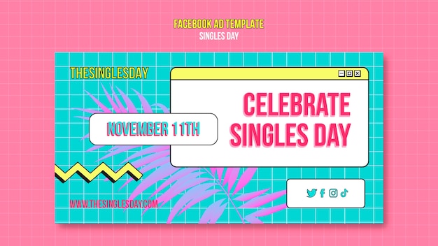 Flat design singles day template