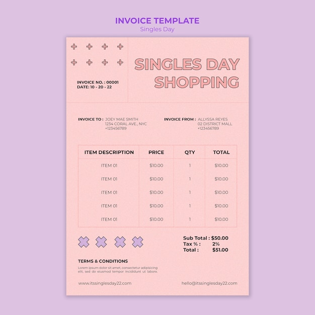 Free PSD flat design singles day template