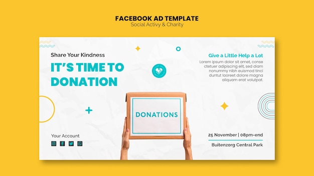 Free PSD flat design social activity facebook template