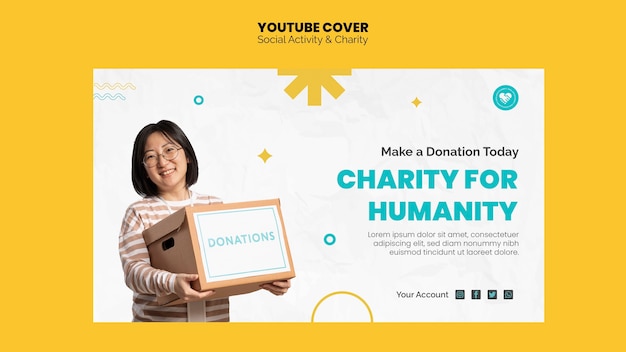 Free PSD flat design social activity youtube cover