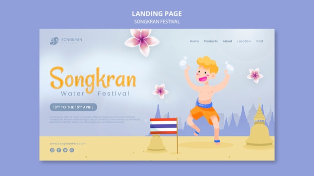 Free PSD flat design songkran template