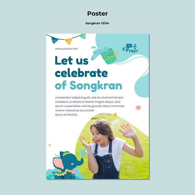 Flat design songkran template