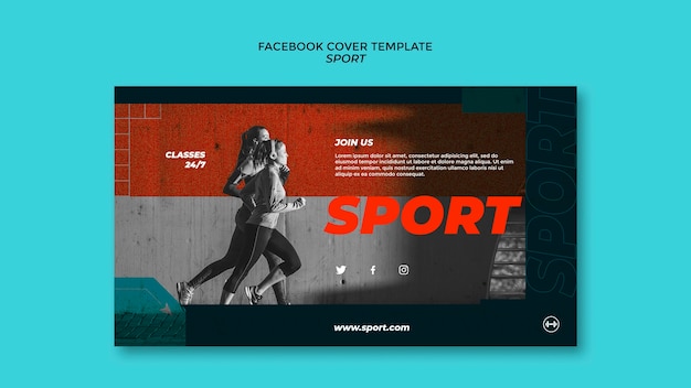 Free PSD flat design sport concept  facebook cover