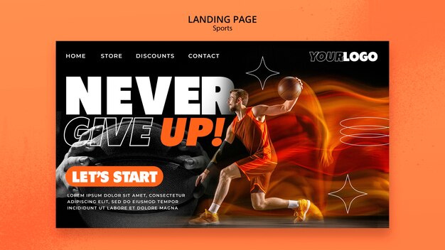 Flat design sport concept landing page