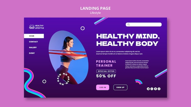 Free PSD flat design sport template