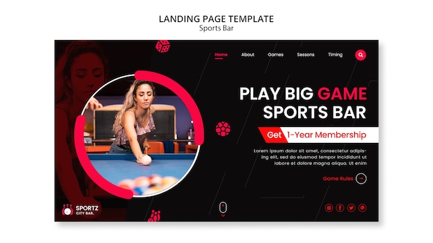 Free PSD flat design sports bar template