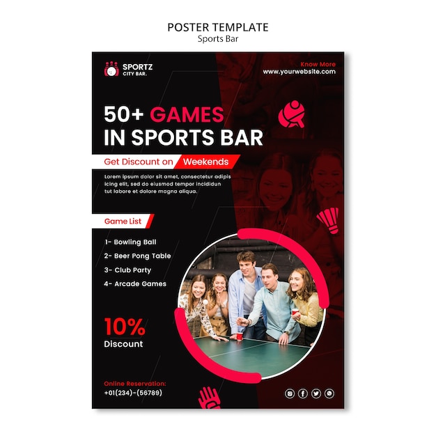 Free PSD flat design sports bar template