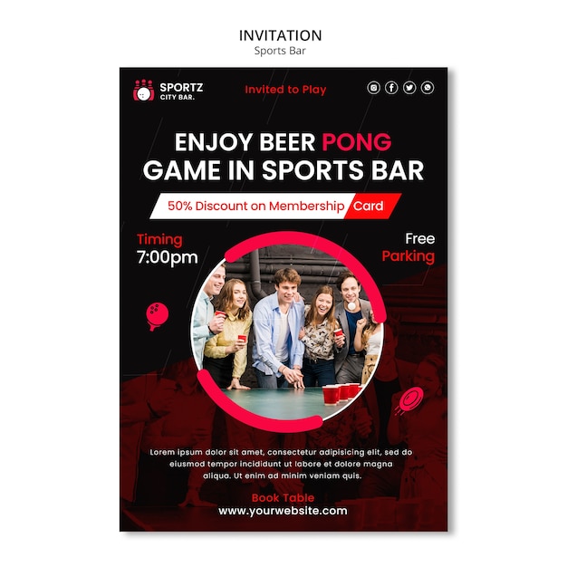 Free PSD flat design sports bar template