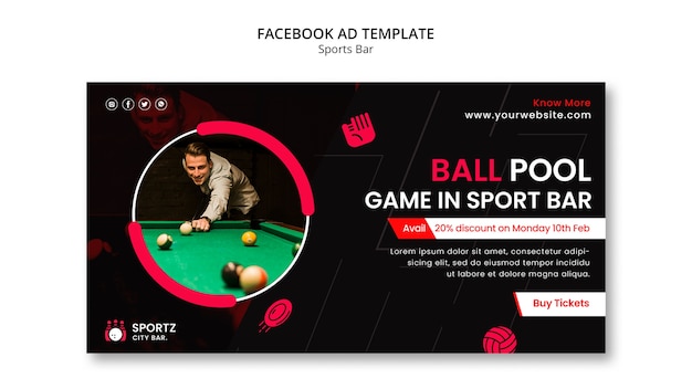 Free PSD flat design sports bar template