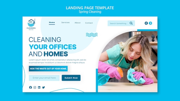 Flat design spring cleaning template