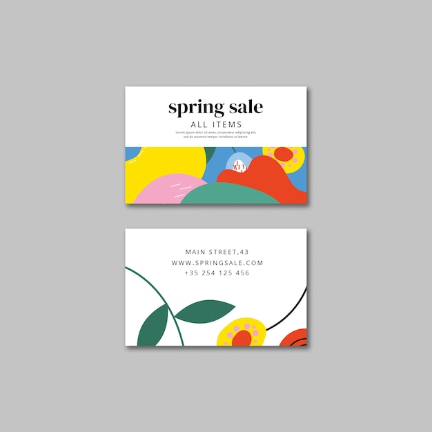 Free PSD flat design spring sale business card template