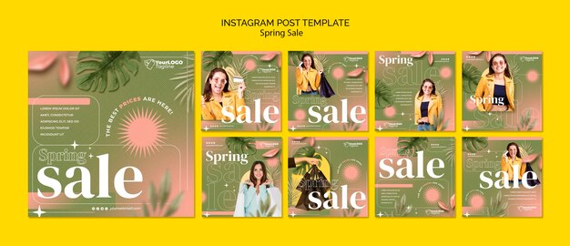 Flat design spring sale template