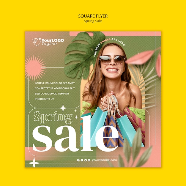 Free PSD flat design spring sale template