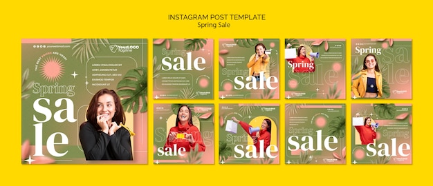 Flat design spring sale template