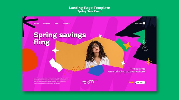 Free PSD flat design spring sale template