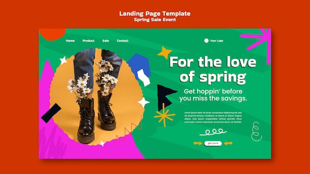 Free PSD flat design spring sale template