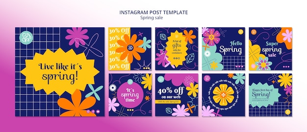 Flat design spring sale template