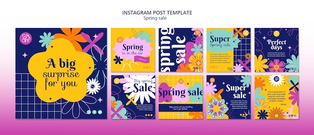 Free PSD flat design spring sale template