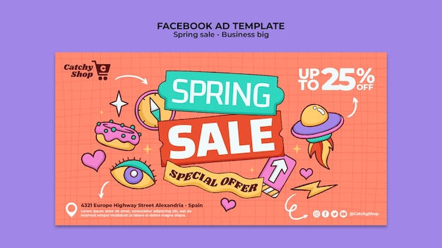 Flat design spring sale template