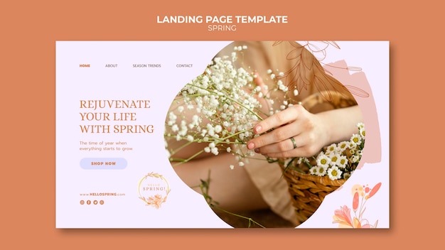 Free PSD flat design spring template