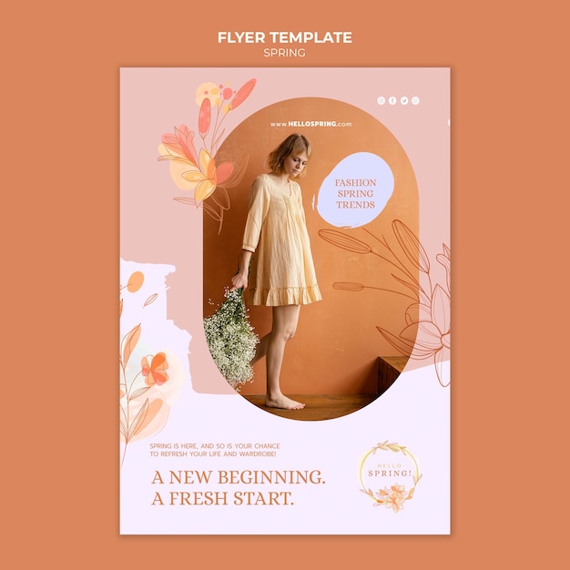 Flat design spring template