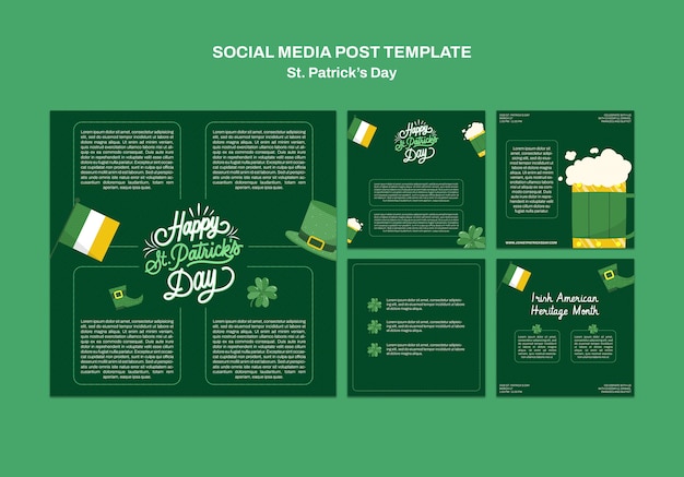 Free PSD flat design st. patrick's day template