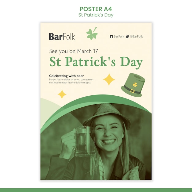 Free PSD flat design st. patrick's day template