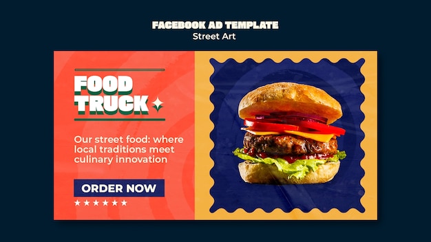 Free PSD flat design street food facebook template