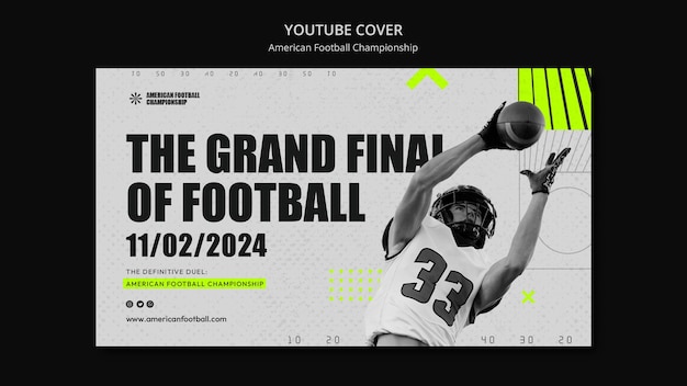 Free PSD flat design super bowl youtube cover template