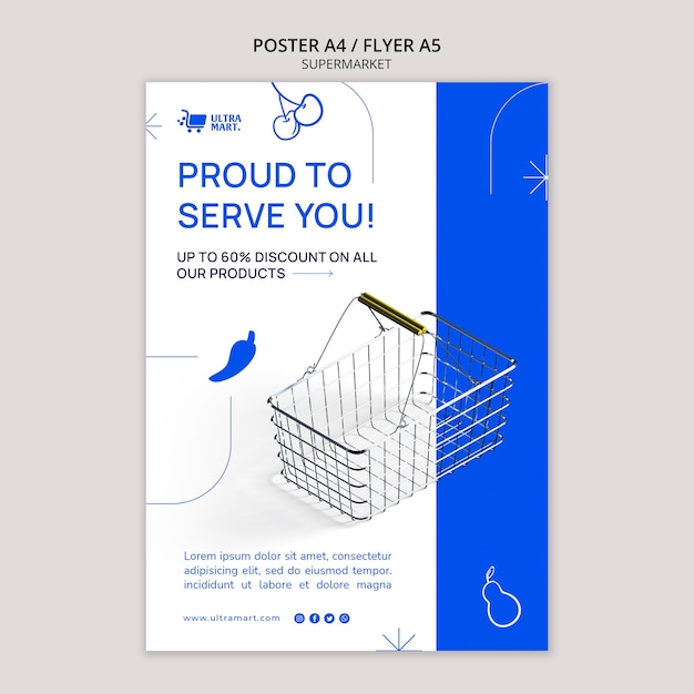 Free PSD flat design supermarket template