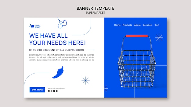 Free PSD flat design supermarket template