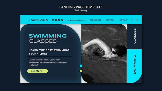 Free PSD flat design swimming design template