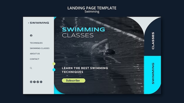 Free PSD flat design swimming design template