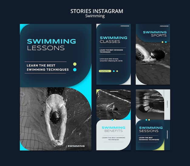 Free PSD flat design swimming design template