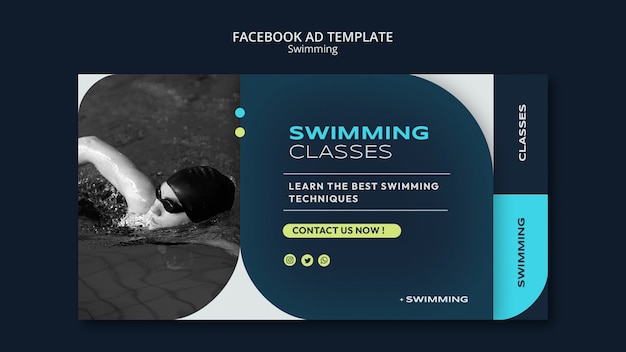 Free PSD flat design swimming design template