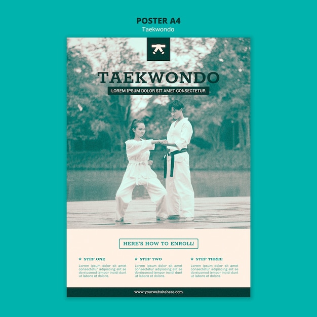 Free PSD flat design taekwondo template