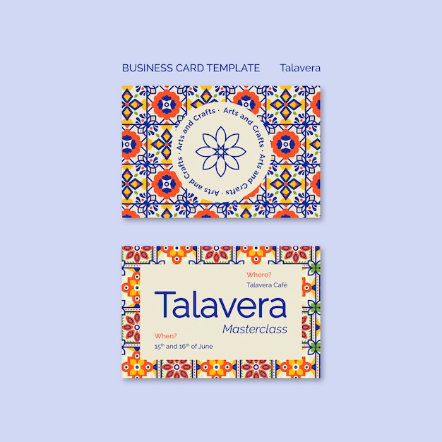 Free PSD flat design talavera event  business card