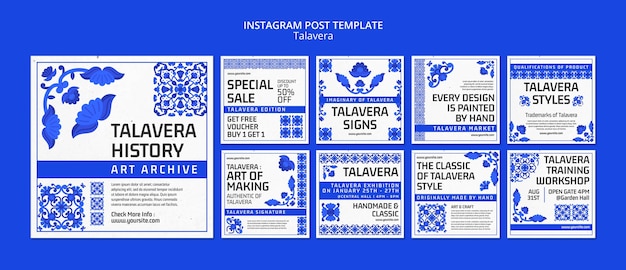 Free PSD flat design talavera event  instagram posts